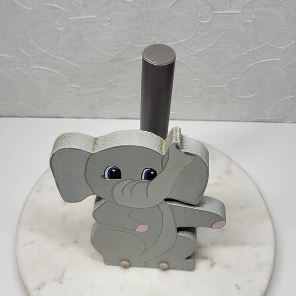Vintage Moore's Craft Anthropomorphic Elephant Standing Paper Towel Holder Wood - Picture 7 of 16